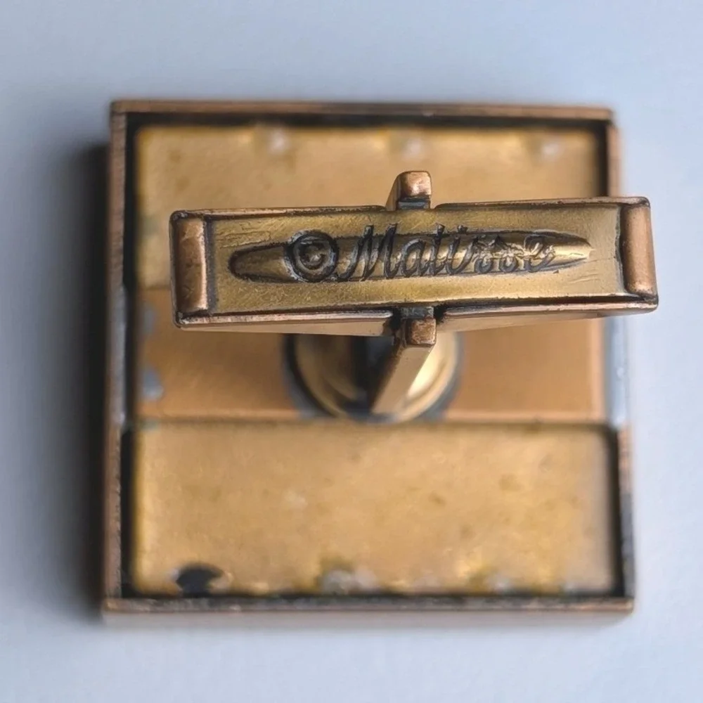 Matisse Renoir Vintage Copper Turquoise Enamel MCM Geometric Cufflinks